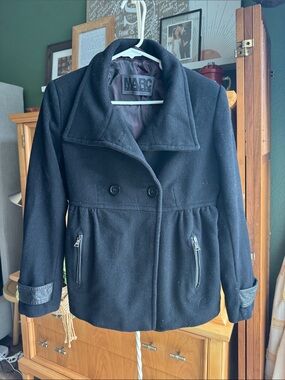 Marc New York Black Double-Breasted Peacoat with Zip Pockets